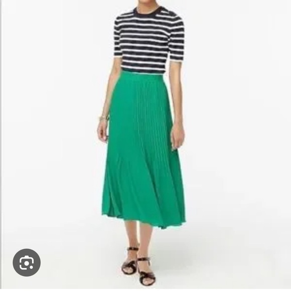 J. Crew Accordion Pleated Kelly Green Midi Skirt - Picture 1 of 7